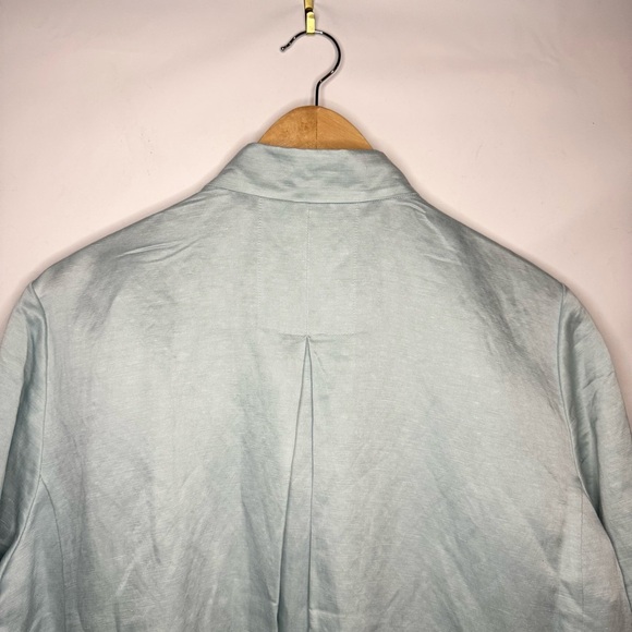 Eileen Fisher Stand Collar Organic Linen and Silk Kimono Jacket Cardigan Sz L - Picture 7 of 11
